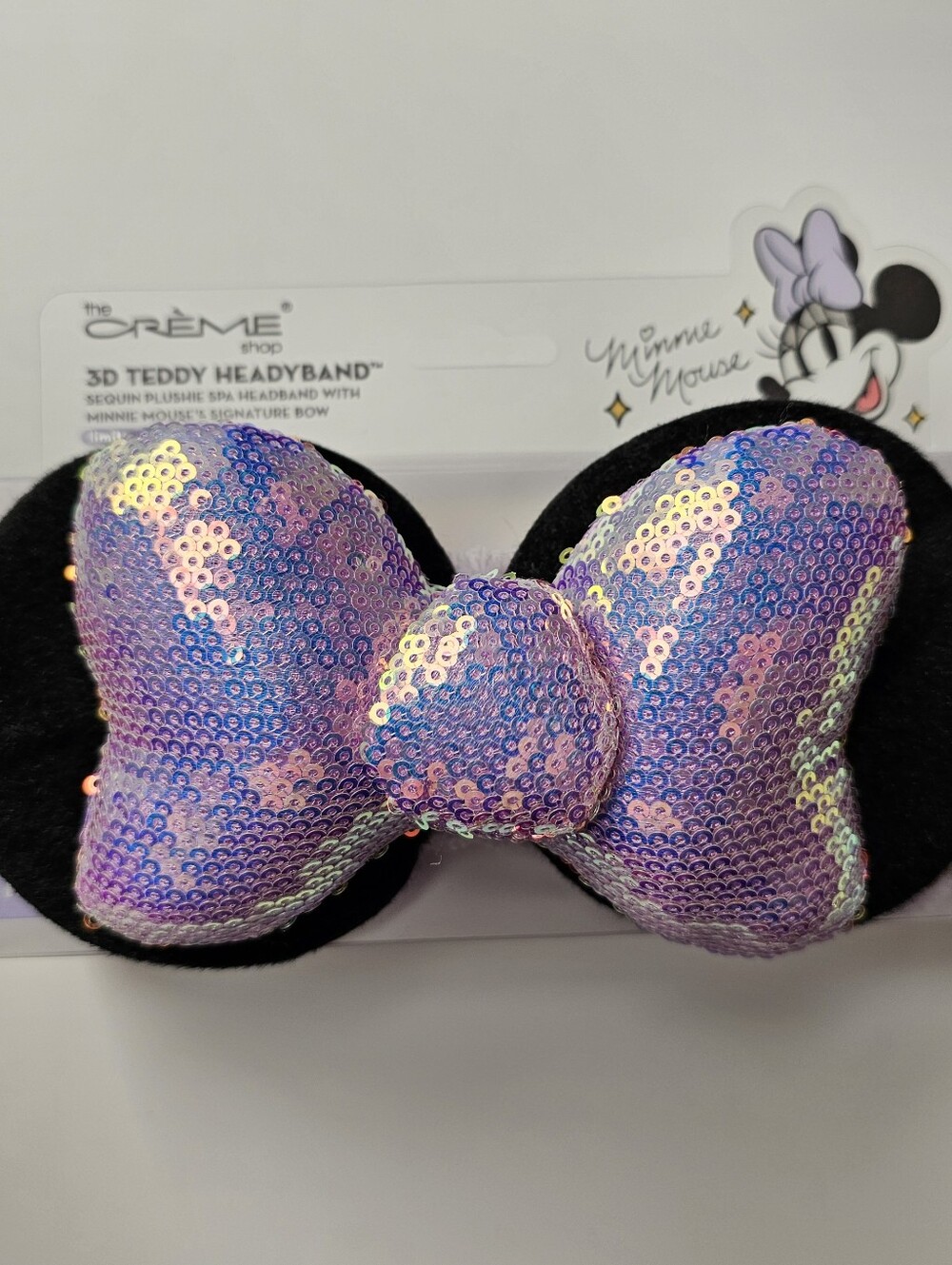 THE CREME SHOP Disney Minnie Mouse Multi-color Sequin Plush Beauty Headband NEW
